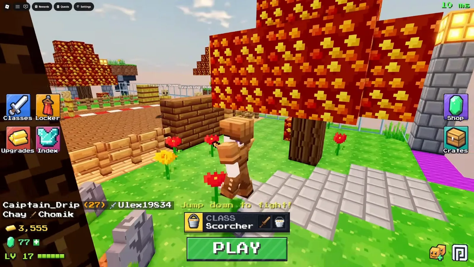 The +1 Upgrade Per Kill lobby with emerald Shop button on the right rail beside Crates