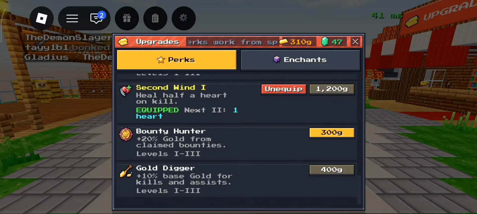 Second Wind Bounty Hunter Gold Digger perk cards with Gold buttons